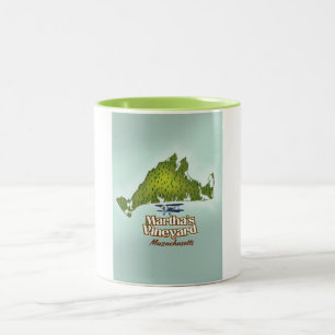 Taza Bicolor Cartel de viaje a Martha's vineyard Massachusetts