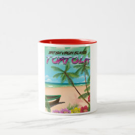 Taza Bicolor Cartel de viaje a Tortola Islas Vírgenes Británica