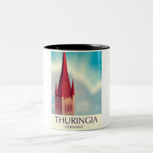 Taza Bicolor Cartel de viaje a Turingia Alemania