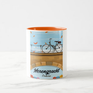 Taza Bicolor Cartel de viaje al canal Herengracht Amsterdam