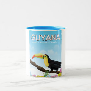 Taza Bicolor Cartel de viaje al paraíso sudamericano de Guyana