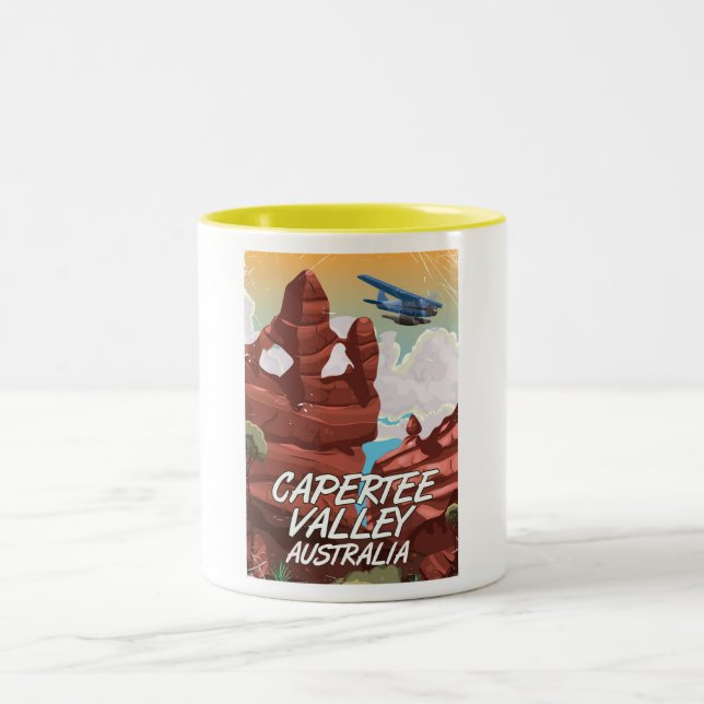 Taza Bicolor Cartel de viaje al Valle de Capertee Australia (Centro)