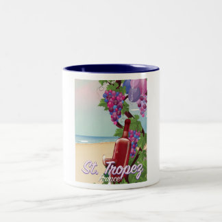 Taza Bicolor cartel de viaje al vino de st. tropez France