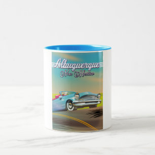 Taza Bicolor Cartel de viaje de Albuquerque Nuevo México.