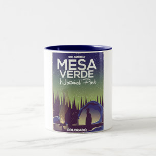 Taza Bicolor Cartel de viaje de camping del Parque Nacional Mes