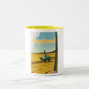Taza Bicolor cartel de viaje de cosechadora de Inglaterra