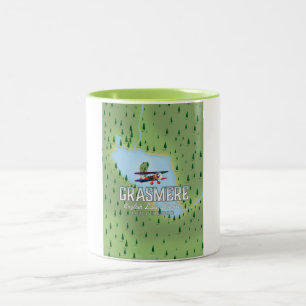 Taza Bicolor Cartel de viaje de esquí a Shymbulak Kazajistán