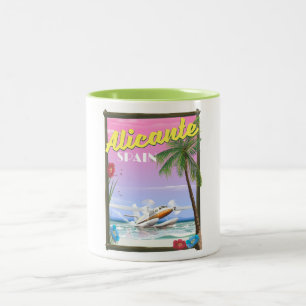 Taza Bicolor Cartel de viaje de estilo vintage de Alicante Espa