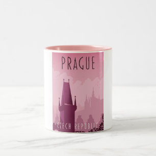 Taza Bicolor Cartel de viaje de estilo vintage de Praga Repúbli