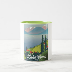 Taza Bicolor Cartel de viaje de estilo vintage del Lago de Como