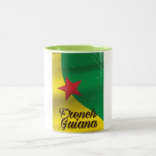 Taza Bicolor cartel de viaje de la bandera de Guyana Francesa
