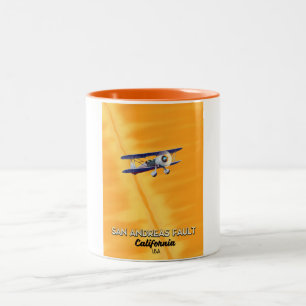 Taza Bicolor Cartel de viaje de la falla de San Andreas Califor