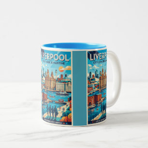 Taza Bicolor Cartel de viaje de Liverpool