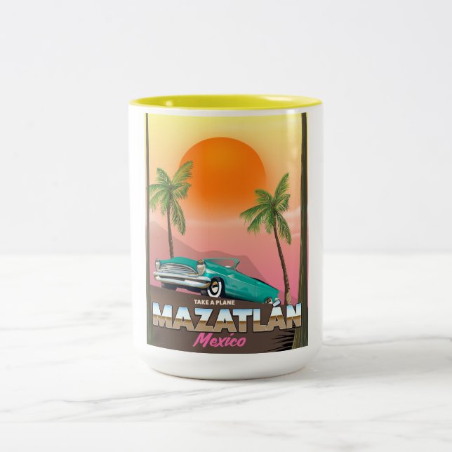 Taza Bicolor Cartel de viaje de Mazatlán México (Centro)