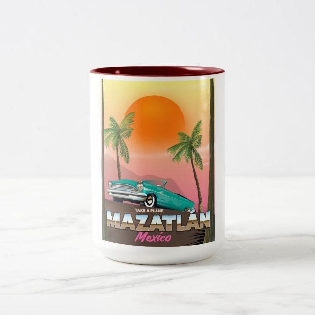 Taza Bicolor Cartel de viaje de Mazatlán México (Centro)
