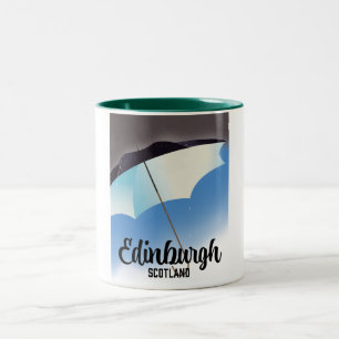 Taza Bicolor Cartel de viaje de paraguas de Edimburgo Escocia