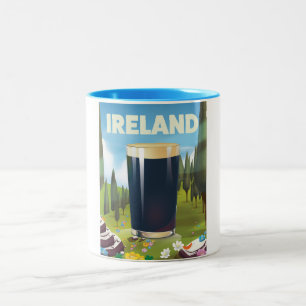 Taza Bicolor Cartel de viaje de pinta de Irlanda