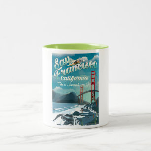 Taza Bicolor Cartel de viaje de vacaciones a San Francisco