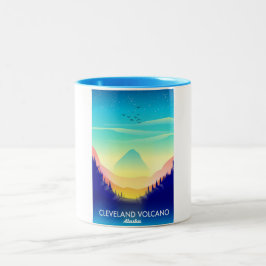 Taza Bicolor Cartel de viaje del volcán Cleveland Alaska
