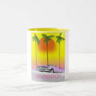 Taza Bicolor Cartel de viaje en coche del Bradenton Florida Cla
