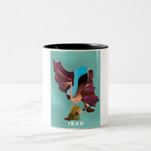 Taza Bicolor Cartel de viaje ilustrado de Irán