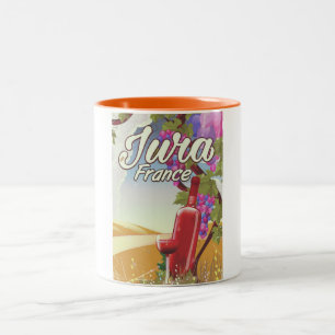 Taza Bicolor Cartel de viaje viñedo Jura Francia