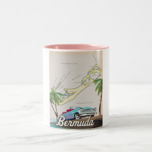 Taza Bicolor Cartel de viaje vintage de Bermudas
