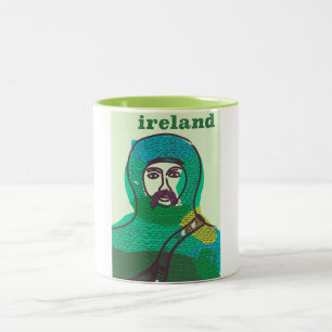 Taza Bicolor Cartel de viaje vintage de caballero de Irlanda