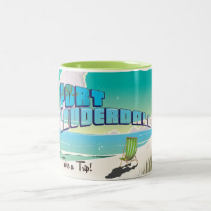 Taza Bicolor Cartel de viaje vintage de Fort Lauderdale