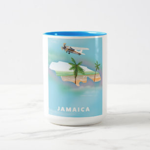 Taza Bicolor Cartel de viaje vintage de Jamaica