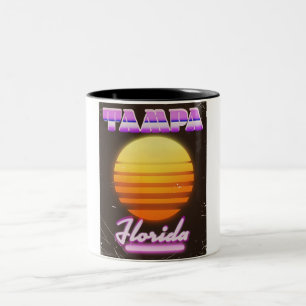 Taza Bicolor Cartel de viaje vintage de Tampa Florida años 80