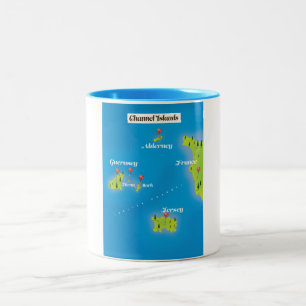 Taza Bicolor Cartel del mapa de las Islas del Canal.