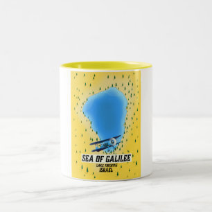 Taza Bicolor Cartel del mapa del Mar de Galilea Israel