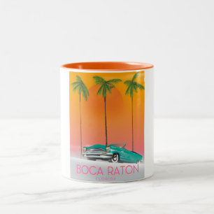 Taza Bicolor Cartel del viaje de Boca Raton la Florida