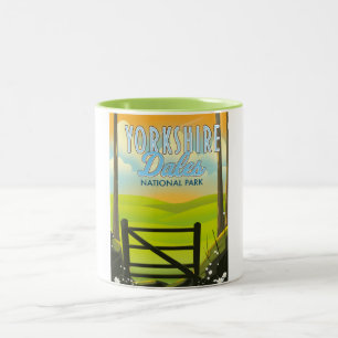 Taza Bicolor Cartel vintage de viaje a Yorkshire dales