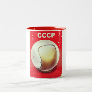 Taza Bicolor Cartel vintage rojo del espacio soviético CCCP
