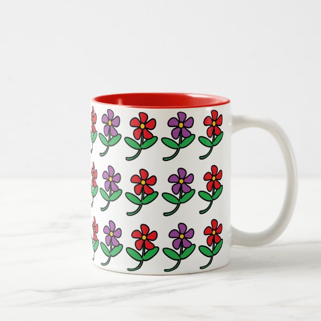 Taza Bicolor Cartoon Flowers Pattern (Derecha)