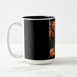 Taza Bicolor "Cary M Off" Humor de la tumba de Halloween