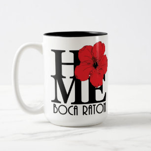 Taza Bicolor CASA Boca Raton Red Hibiscus 15oz