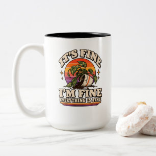 Taza Bicolor Casa de planta de fachada fina Vibe de caos leve