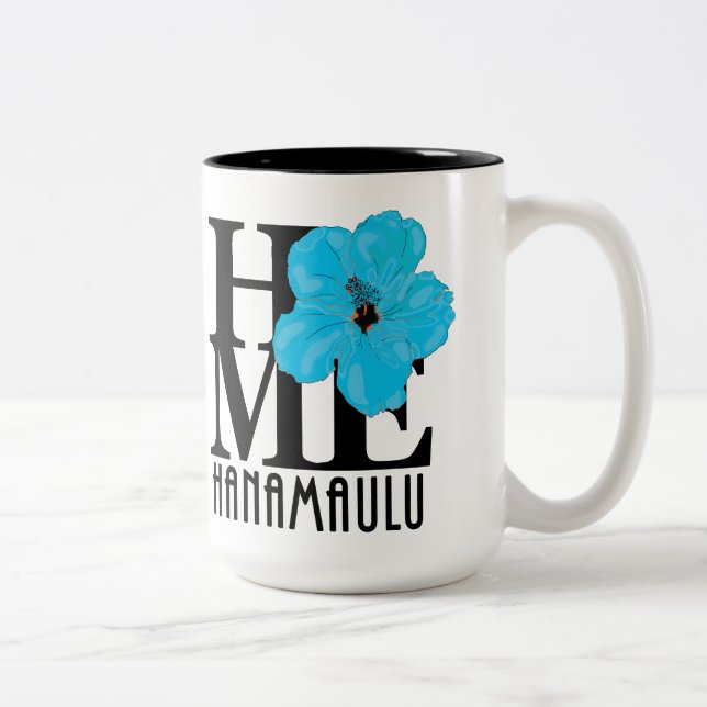 Taza Bicolor CASA Hanamaulu Hawaii Azul Hibiscus 15oz (Derecha)