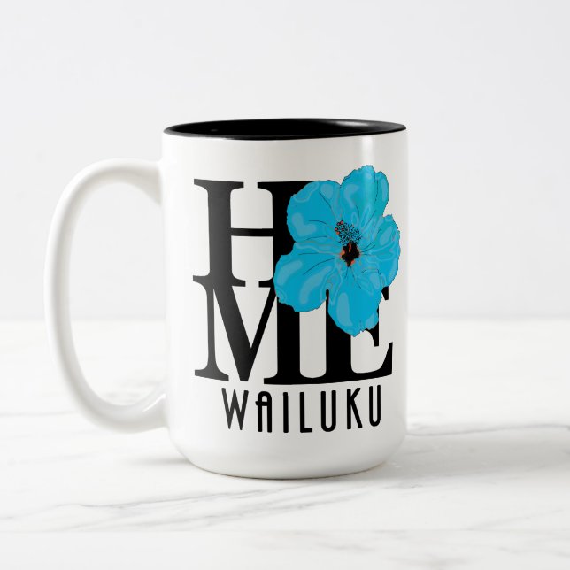 Taza Bicolor CASA Wailuku Blue Hibiscus 15oz (Izquierda)