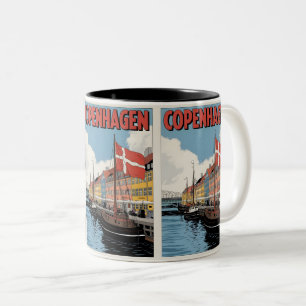 Taza Bicolor Casas coloridas regalos vintage Copenhague Dinamar