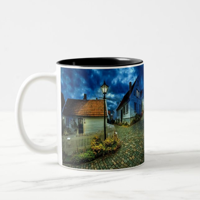 Taza Bicolor casas en caminos de piedra (Izquierda)