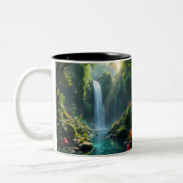 Taza Bicolor Cascada del Paraíso Esmeralda Selva Tropical 