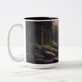 Taza Bicolor Cascada forestal, cielo y piscina | Naturaleza ser
