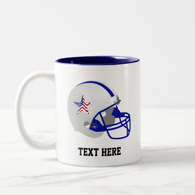 Taza Bicolor Casco de fútbol americano azul y blanco (Izquierda)