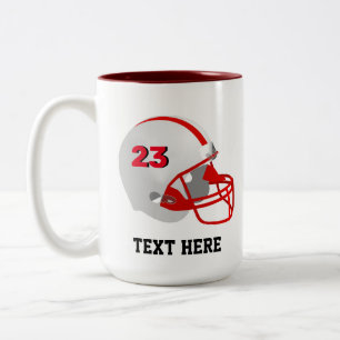 Taza Bicolor Casco de fútbol americano rojo y blanco