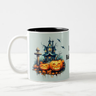 Taza Bicolor Castillo Embrujado Feliz Halloween