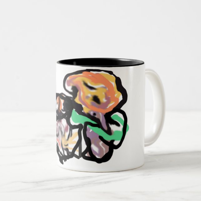 Taza Bicolor Cat and flowers  fun (Anverso derecho)